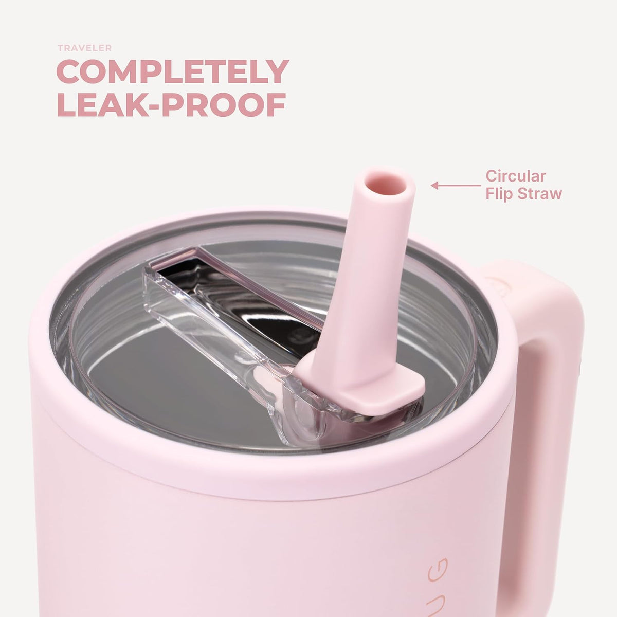 Insulated Tumbler with Handle & Straw, Pink Sand