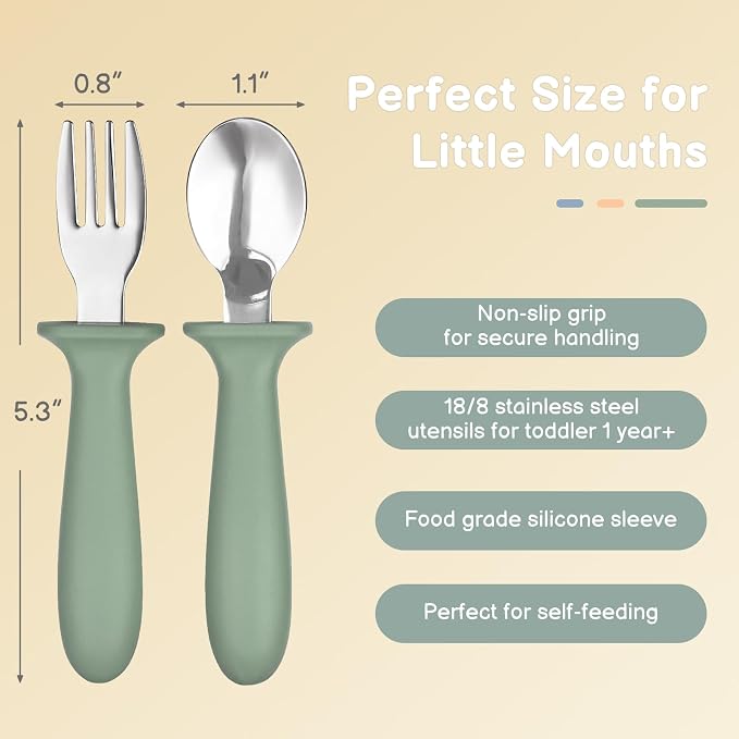 Eascrozn Toddler Utensils, 6 Pack Children Safe Forks and Spoons Set