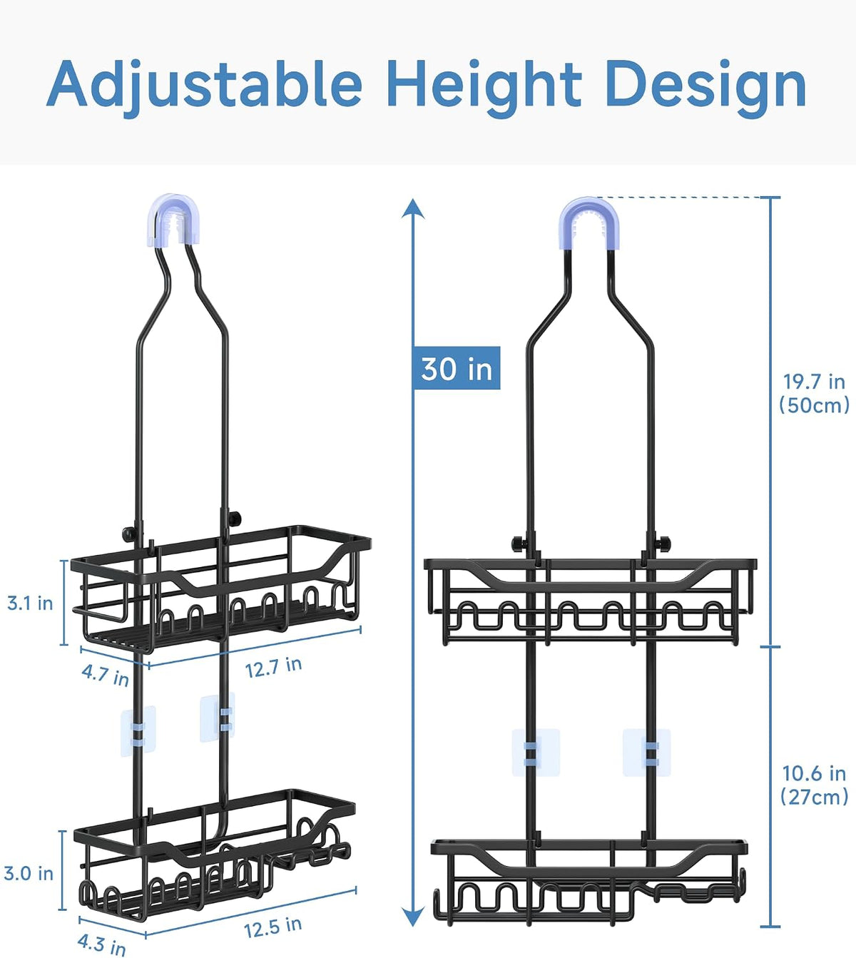 Upgraded Extended Length Shower Organizer with Hooks