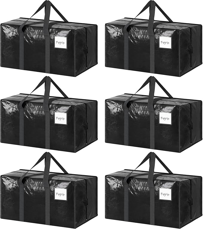 6 Pack Extra Heavy Duty Large Moving Bags with Strong Zipper