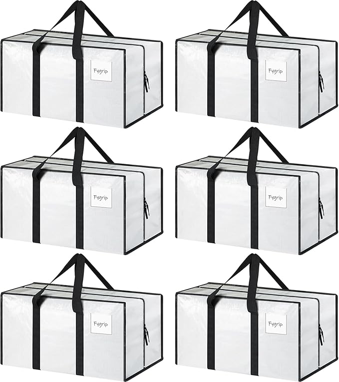 6 Pack Extra Heavy Duty Large Moving Bags with Strong Zipper