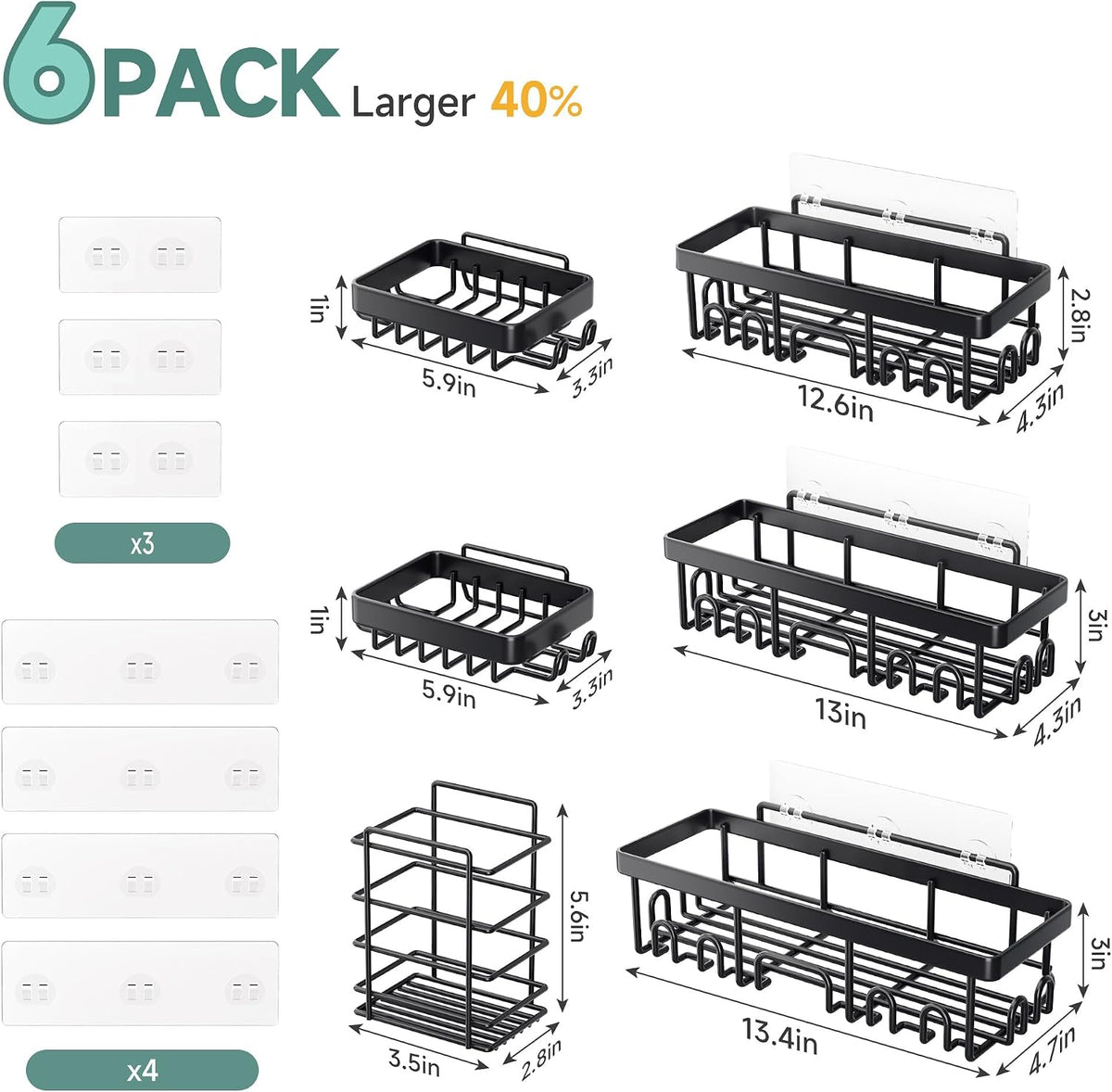 Veken Shower Caddy 6-Pack