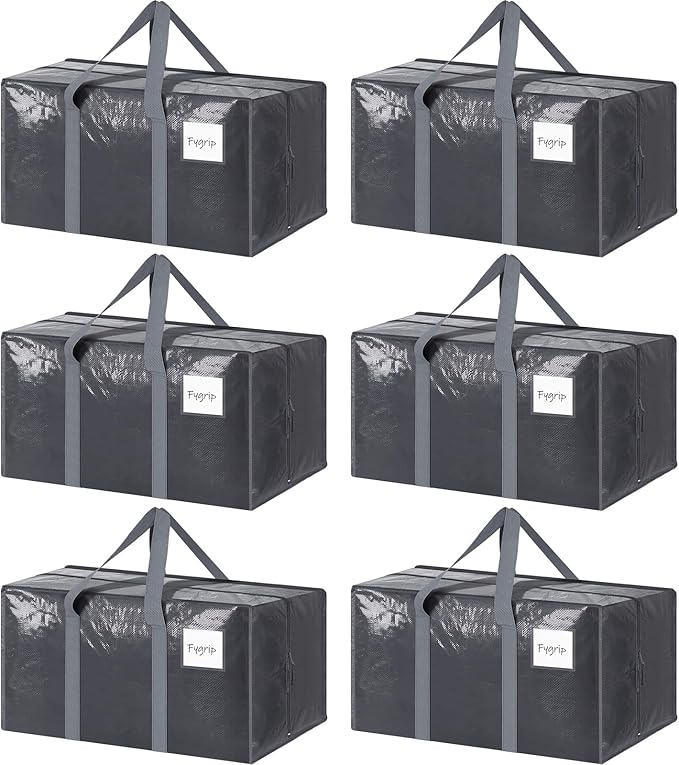 6 Pack Extra Heavy Duty Large Moving Bags with Strong Zipper