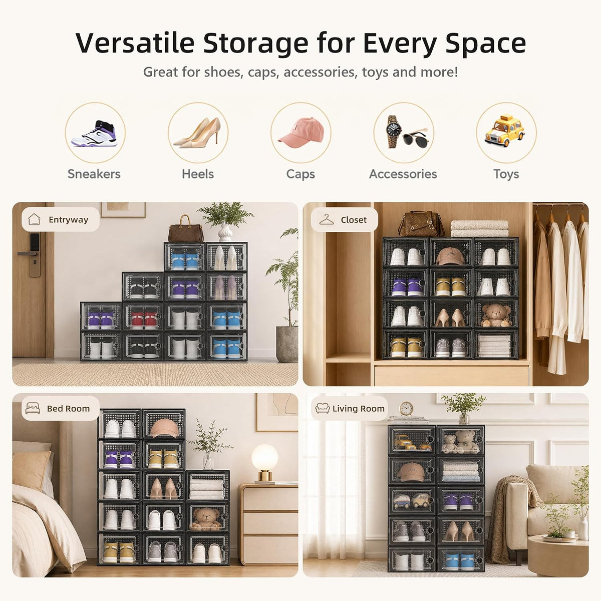 Kuject X-Large Shoe Storage Boxes 12 Pack