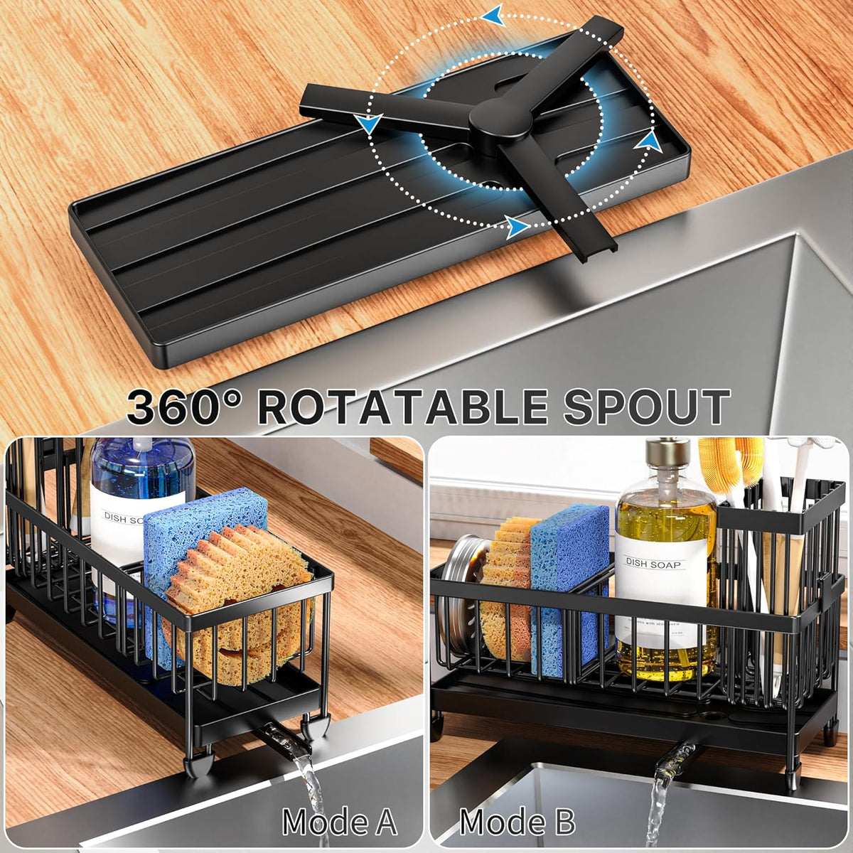 Cisily Sponge Holder for Kitchen Sink, Sink