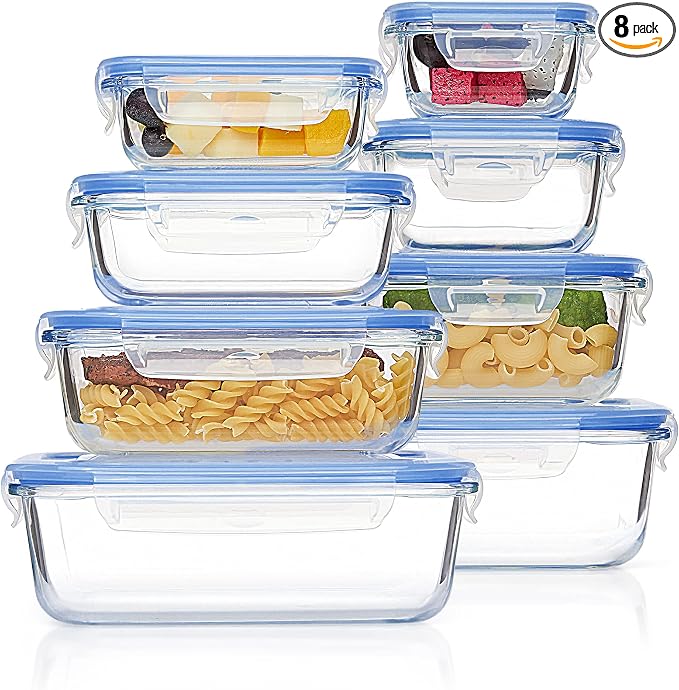 Vtopmart 8 Pack Glass Food Storage Containers