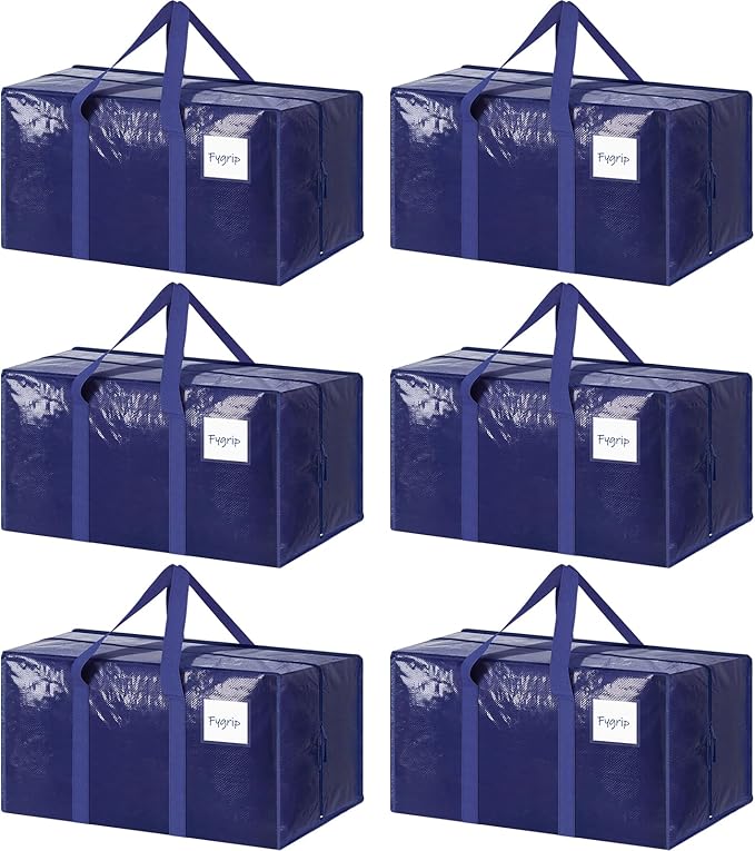 6 Pack Extra Heavy Duty Large Moving Bags with Strong Zipper
