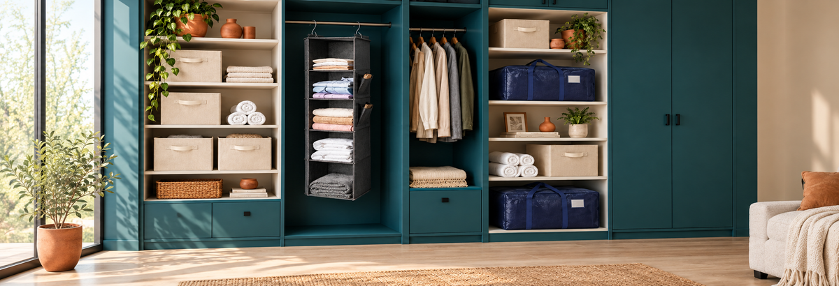 Home Storage – Teal & Terracotta Dressing Corner
