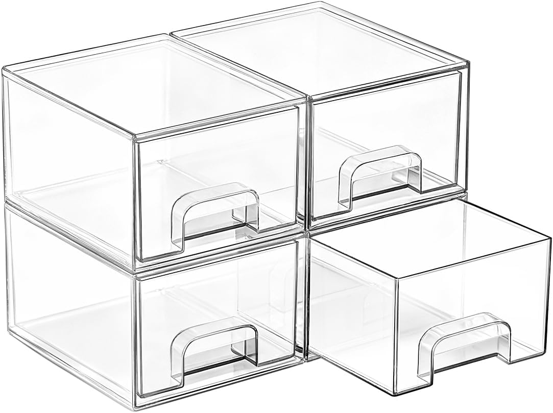 Vtopmart 4 Pack Small Clear Stackable Storage