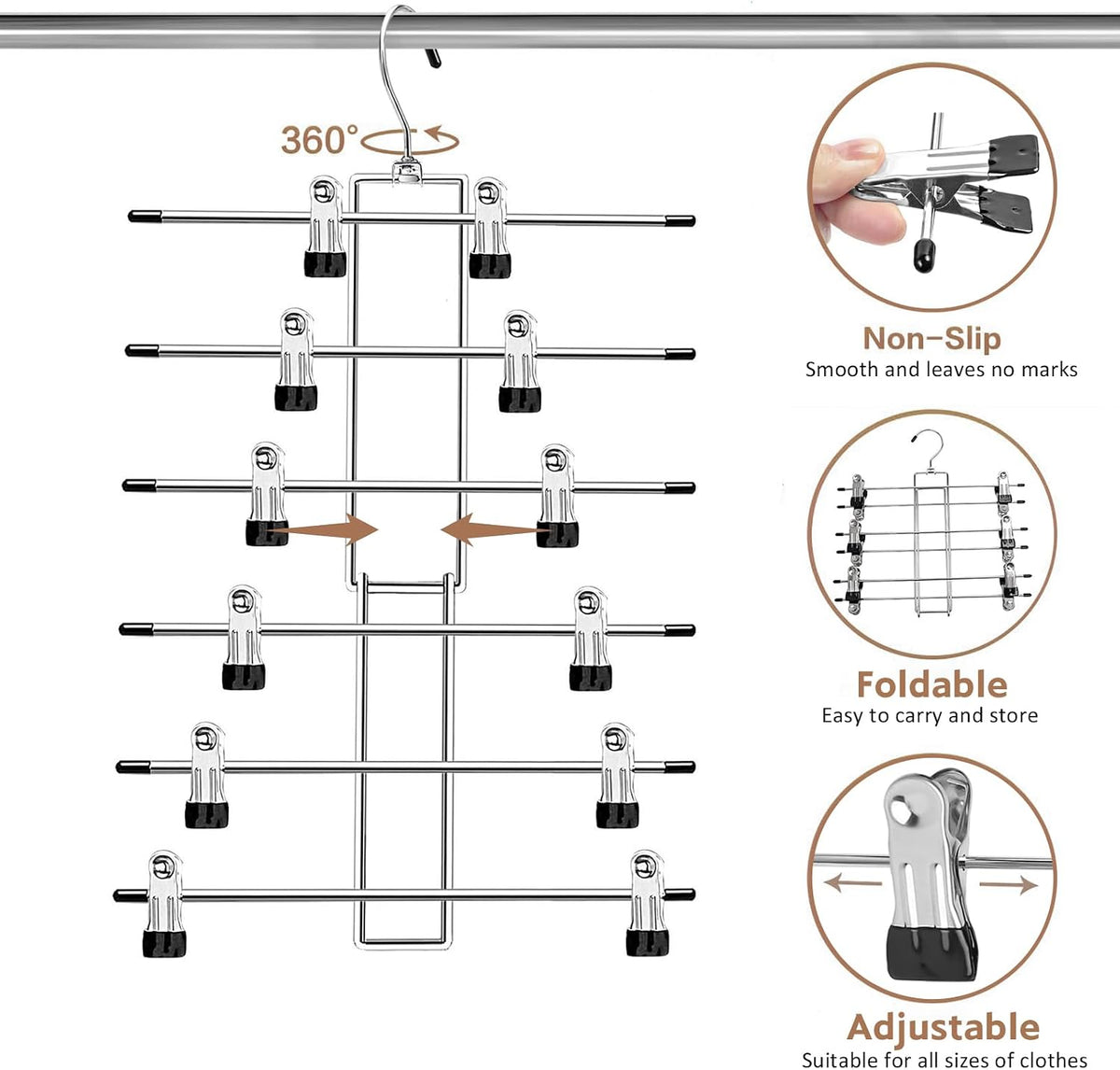 Pants Hangers with Clips,Space Saving Hanging Closet Organizer