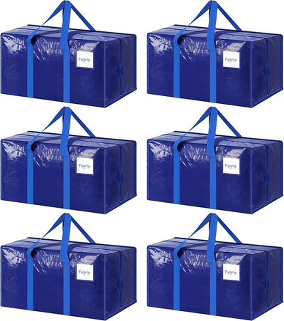 6 Pack Extra Heavy Duty Large Moving Bags with Strong Zipper