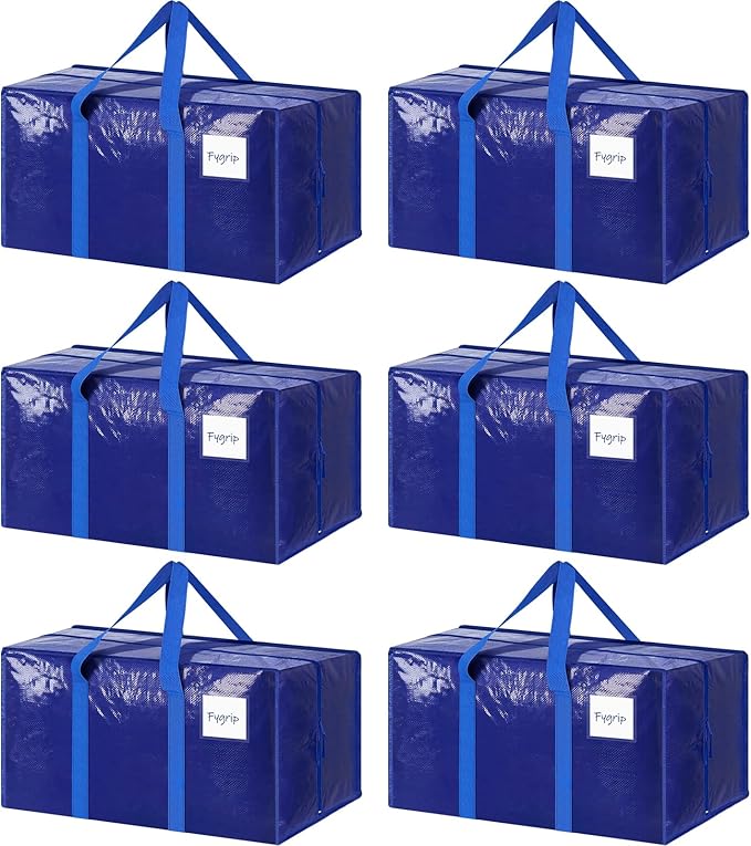 6 Pack Extra Heavy Duty Large Moving Bags with Strong Zipper