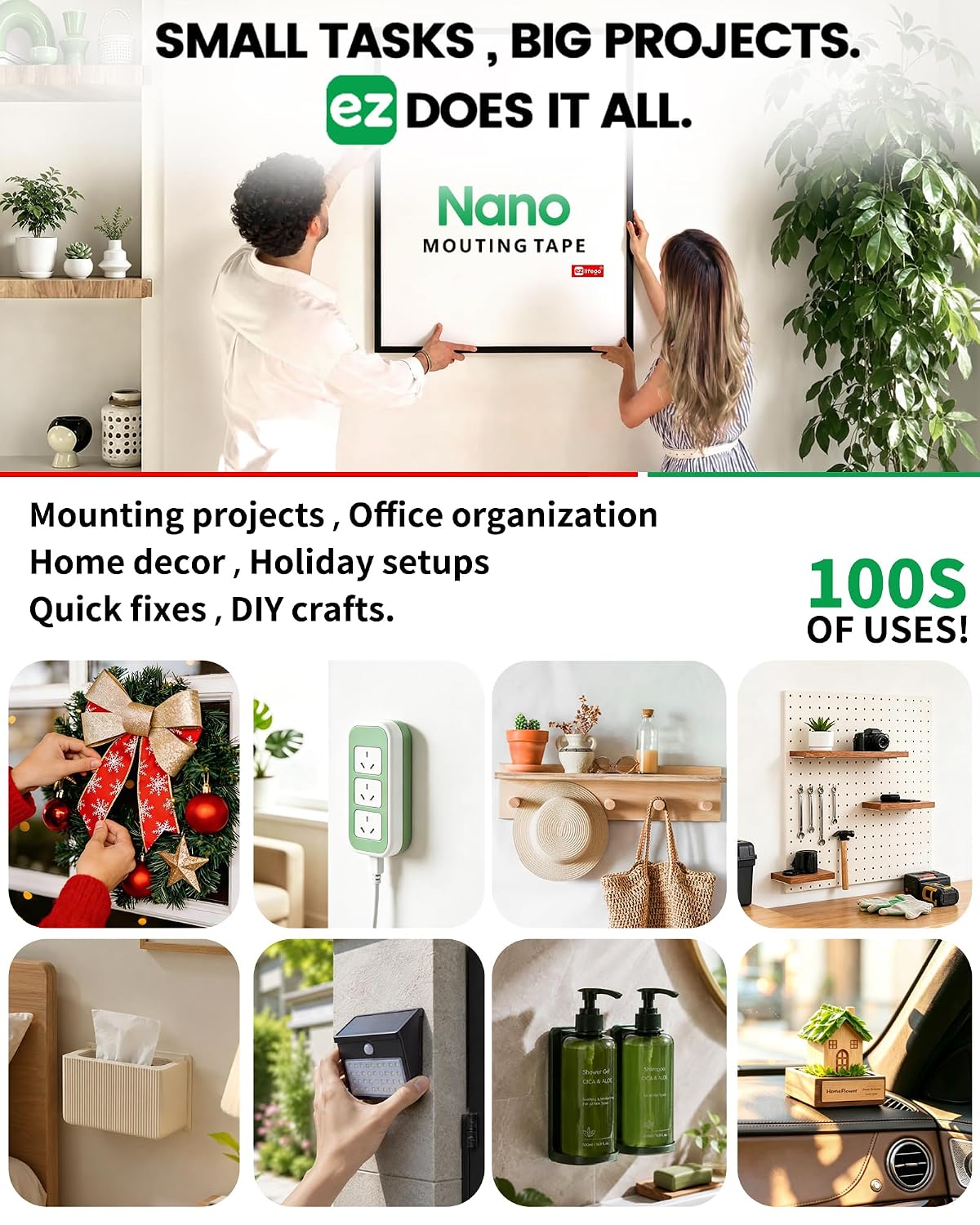 Heavy Duty Invisible Bond Nano Double Sided Mounting Tape, 9.85FT