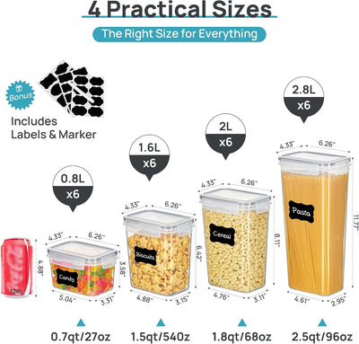 Vtopmart Airtight Food Storage Containers with Lids, 24 pcs, Black