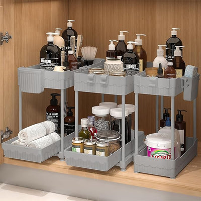 Sevenblue 3-Pack 2-Tier Under Sink Organizers with Sliding Drawers
