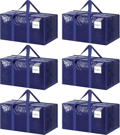 6 Pack Extra Heavy Duty Large Moving Bags with Strong Zipper