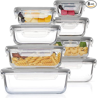 Vtopmart 8 Pack Glass Food Storage Containers