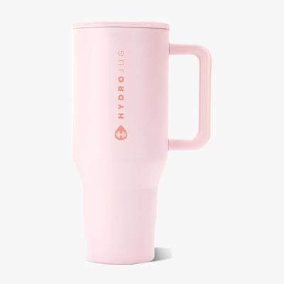 Insulated Tumbler with Handle & Straw, Pink Sand