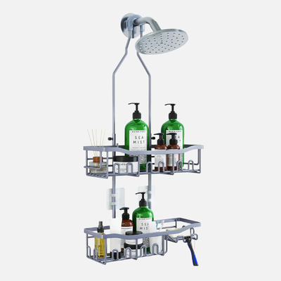 Upgraded Extended Length Shower Organizer with Hooks