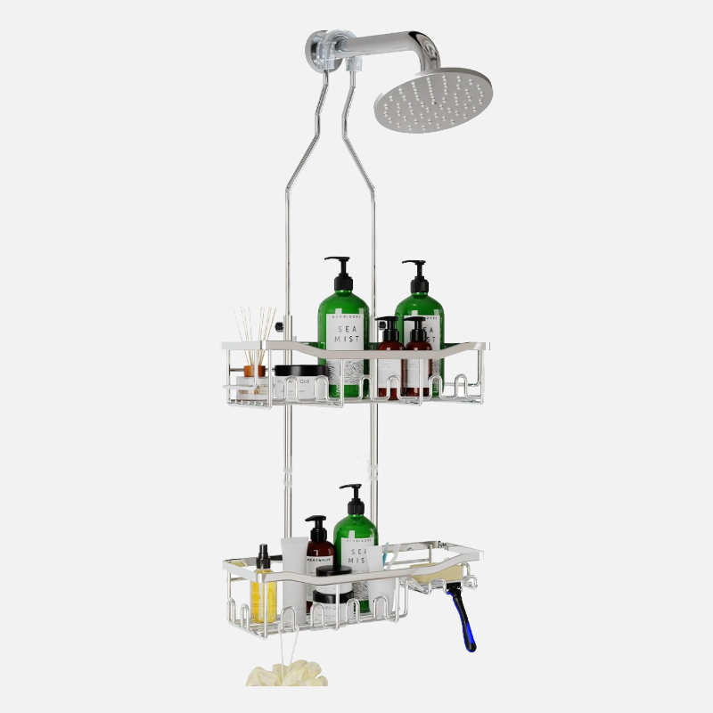 Upgraded Extended Length Shower Organizer with Hooks