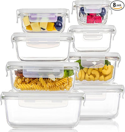 Vtopmart 8 Pack Glass Food Storage Containers