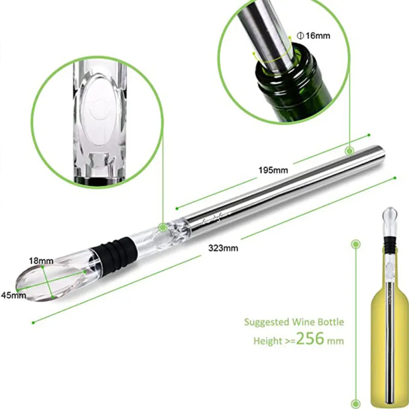 Wine Bottle Cooler Stick Stainless Steel Wine Chilling Rod Leakproof Wine Chiller Beer Beverage